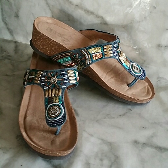 white mountain sequin sandals